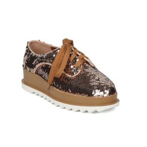 Cape Robbin gold reversible sequin oxfords